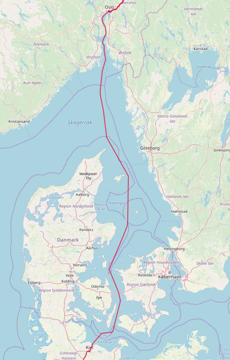 Carte OpenStreetMap du trajet Kiel - Solo