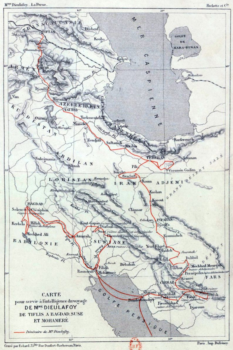 Carte du voyage du couple Dieulafoy