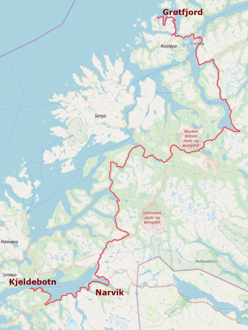 Carte OpenStreetMap Grøtfjord -Kjeldebotn