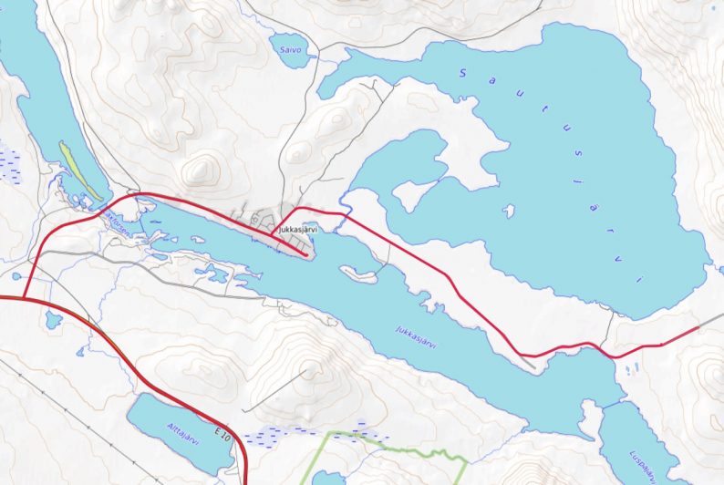 Carte OpenTopoMap de la région de Jukkasjärvi