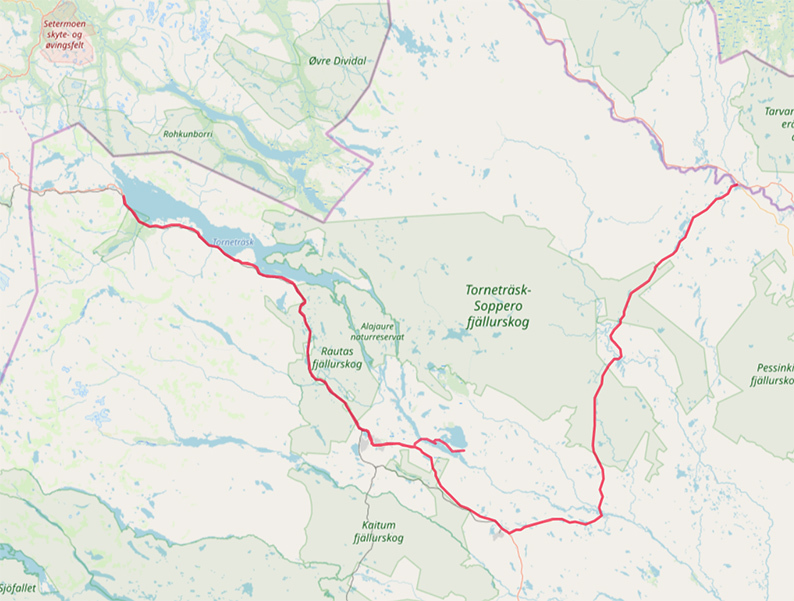 Carte OpenStreetMap Abisko - Jukkasjärvi - Karesuando