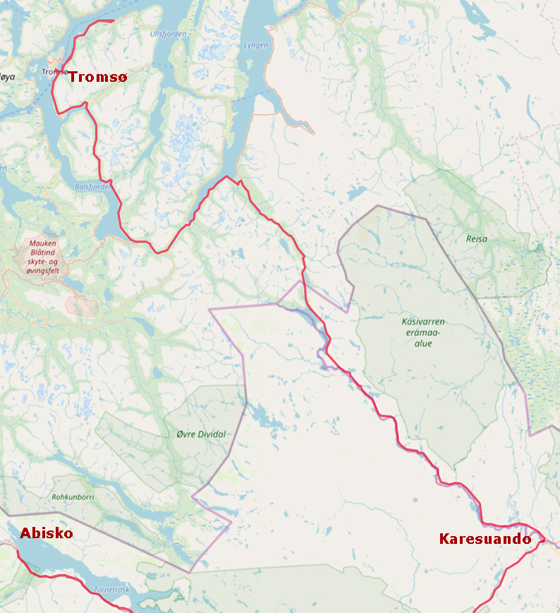 Carte OpenStreetMap Karesuando - Tromsø