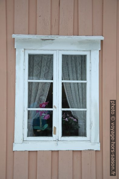 Fenêtre d'une maison rose. Photo © Alex Medwedeff