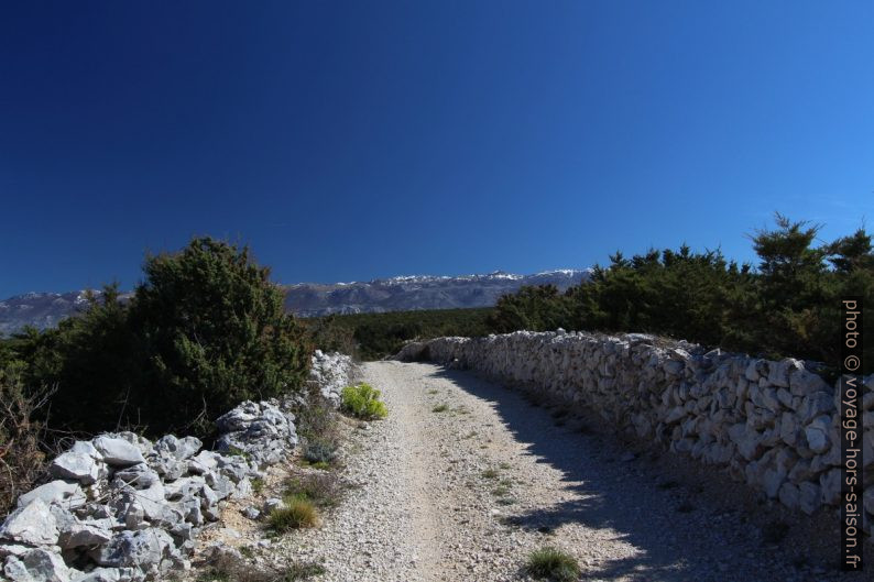 Piste entre des murets en pierre sèche. Photo © André M. Winter