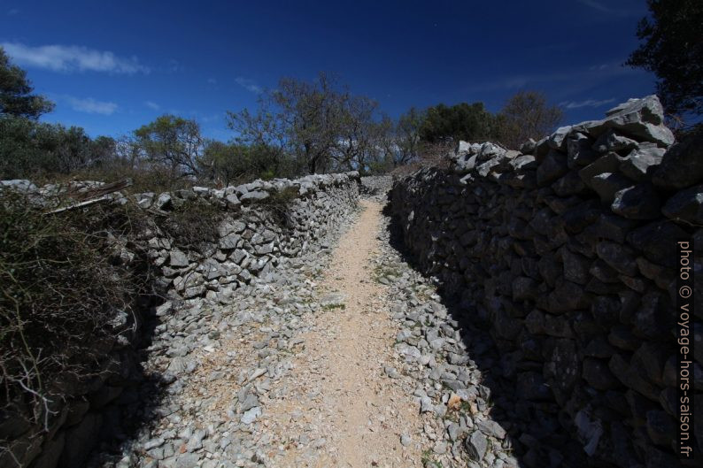 Chemin entre murs en pierre sèche. Photo © André M. Winter