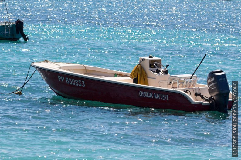 Bateau avec hors-bord Cheveux aux vent. Photo © André M. Winter