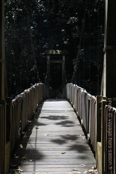 Sur la passerelle sur la Rivière Bras David. Photo © Alex Medwedeff