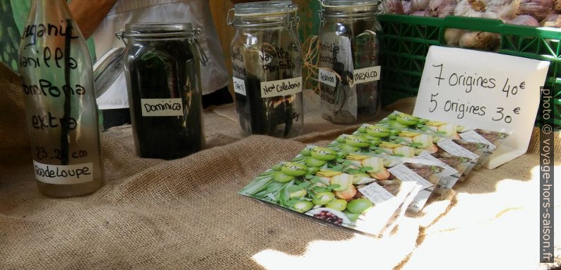 Vente de vanille au petit marché de Deshaies. Photo © André M. Winter