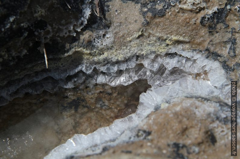 Cristaux de sel dans une faille qui s'assèche. Photo © Alex Medwedeff