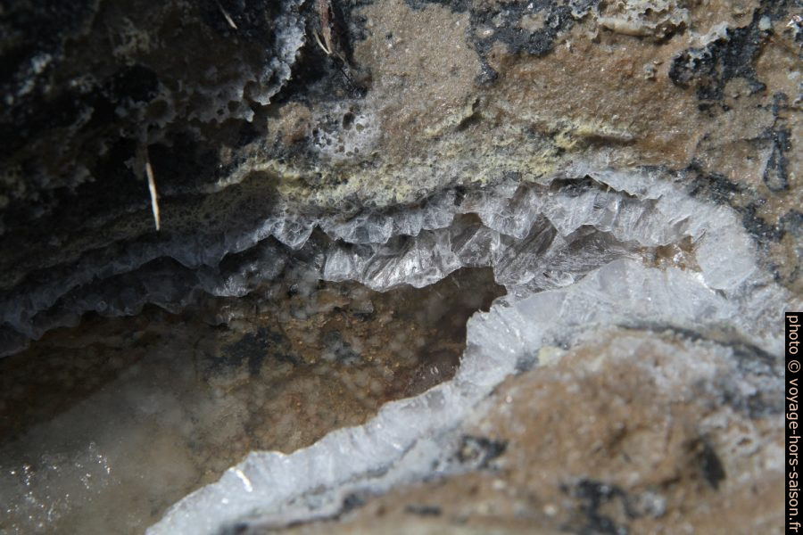 Cristaux de sel dans une faille qui s'assèche. Photo © Alex Medwedeff