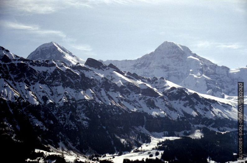 Eiger et Mönch au printemps 1999. Dumas peut avoir vu ces montagnes sous cet angle. Photo © André M. Winter