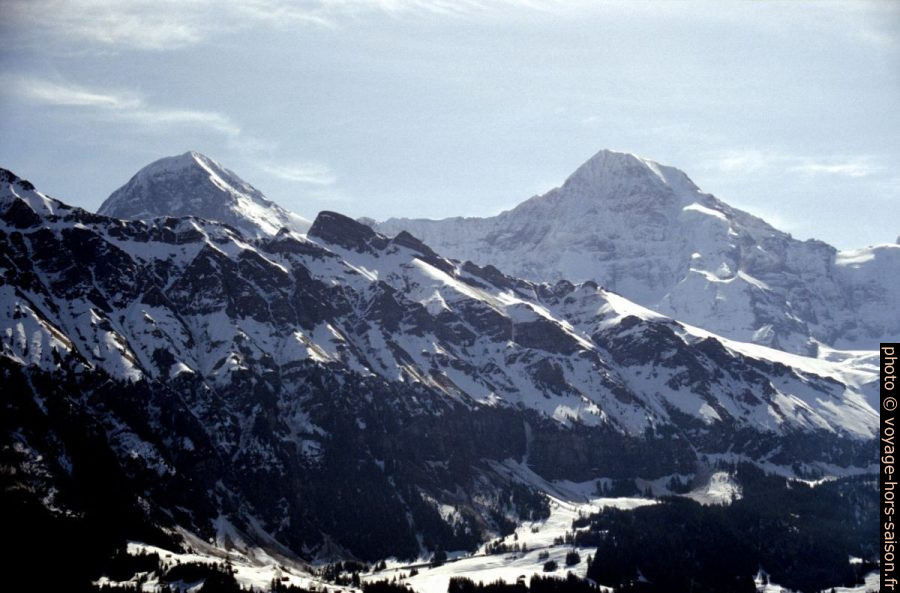 Eiger et Mönch au printemps 1999. Dumas peut avoir vu ces montagnes sous cet angle. Photo © André M. Winter