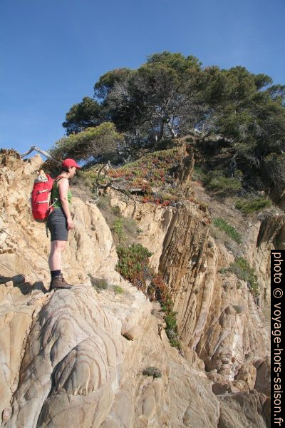 Alex sur le sentier du littoral inexistant à l'est de Brégançon. Photo © André M. Winter