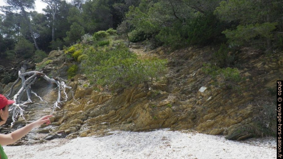 Montée du sentier du littoral de la Plage et Calanque de la Tripe en direction ouest. Photo © André M. Winter