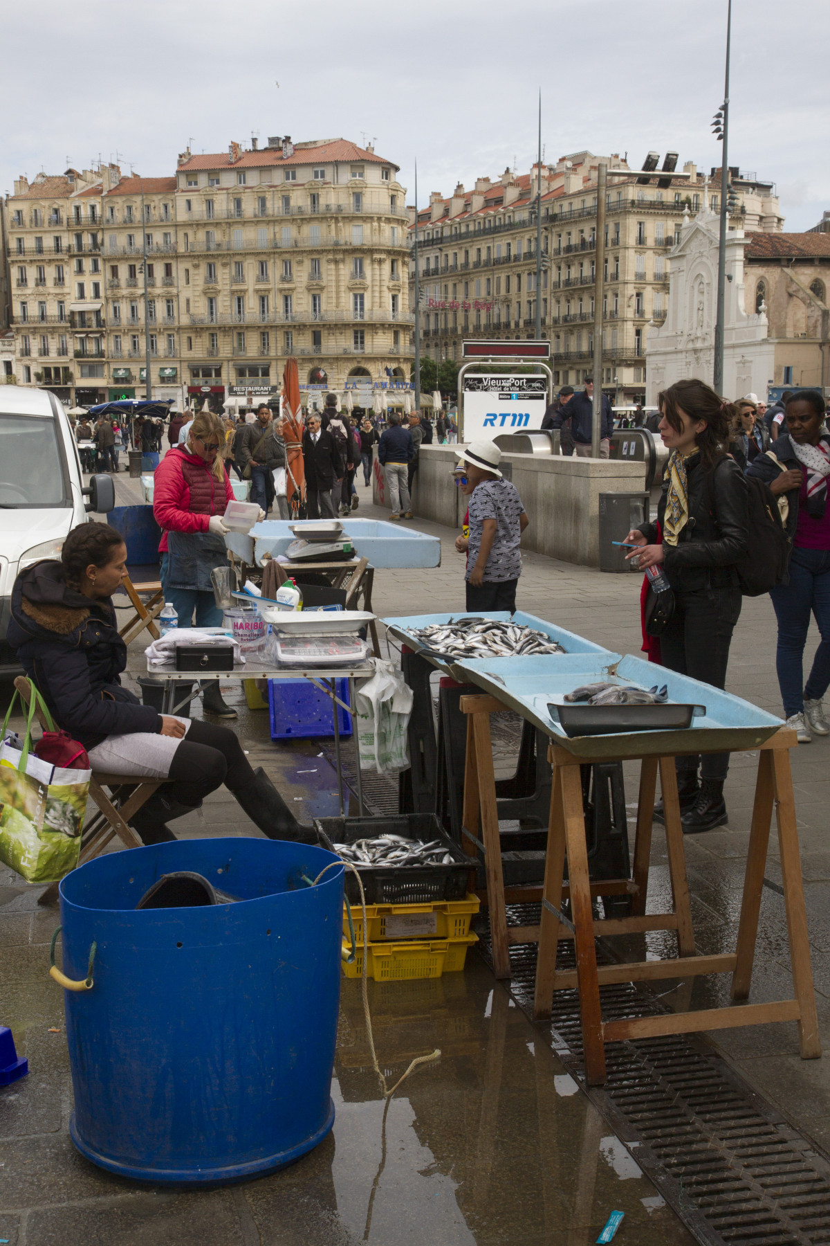 Stands de poisson au Vieux-Port. Photo © Alex Medwedeff