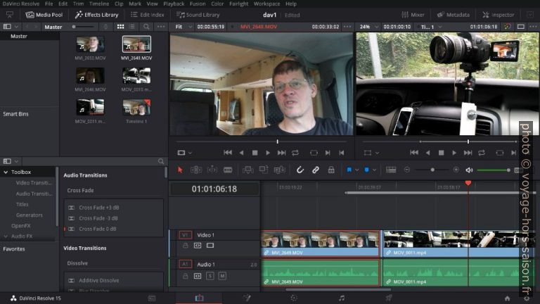 Capture d’écran de Davinci Resolve 15. Photo © André M. Winter