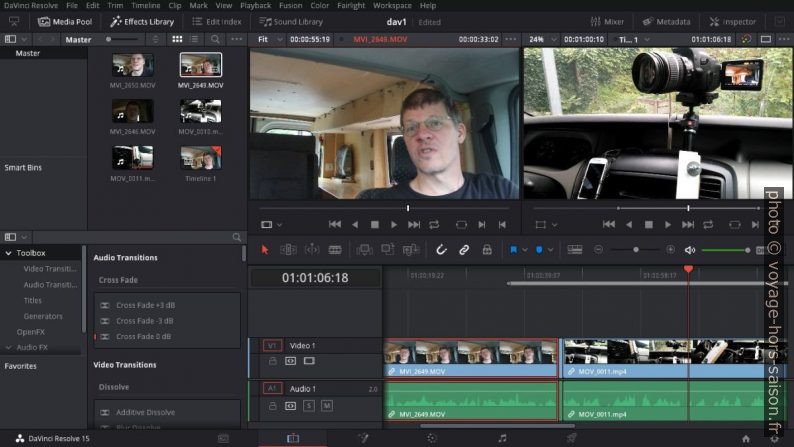 Capture d’écran de Davinci Resolve 15. Photo © André M. Winter