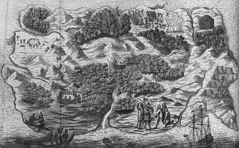 Carte imaginaire de l’île de Robinson tirée d’un livre de 1720