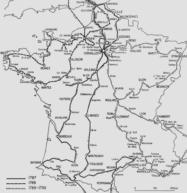 Carte des trois voyages de Young (cliquer pour voir la source sous persee.fr)