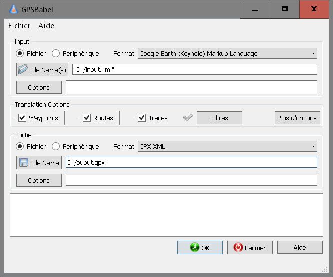Interface GPSBabel