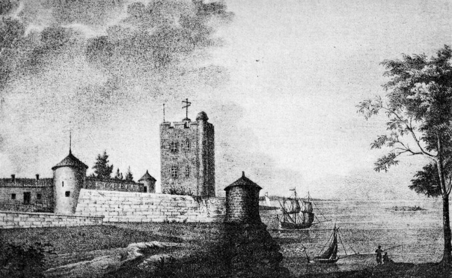 Vue de la rade de l’Île d’Aix, dessin de Béraud, lithographie de Fournier