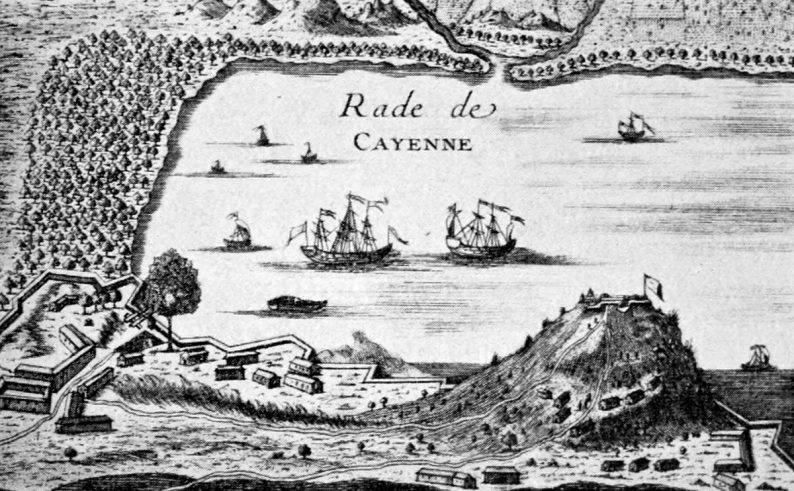 Rade de Cayenne par Pierre Barrère. Tiré de Nouvelle Relation de la France équinoxiale, 1743