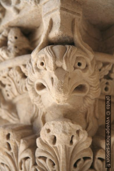 Détail de chapiteau de colonne du Cloître Saint-Trophime. Photo © Alex Medwedeff