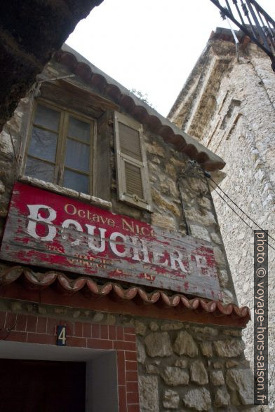 Enseigne de la Boucherie Octave Nicolaia à Peille. Photo © Alex Medwedeff