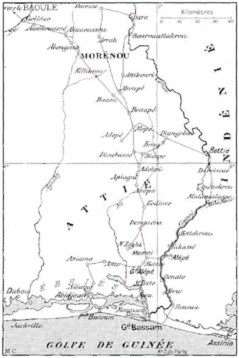 Carte du Pays Attié en Côte d'Ivoire