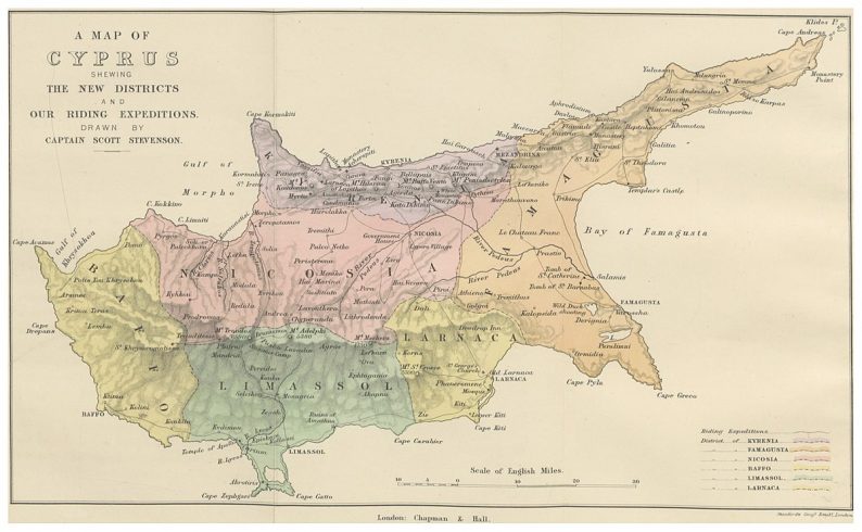 Divisons administratives britanniques de Chypre en 1880