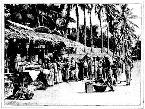 Scène de marché à Pondichéry