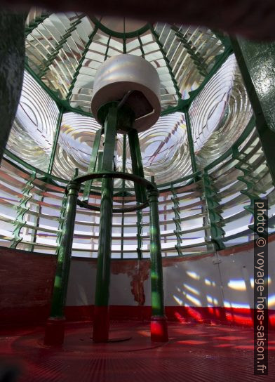 Vue dans la lentille de Fresnel du phare de Lindesnes. Photo © André M. Winter