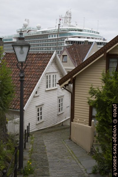Eckmannsbakken, maisons de Gamle Stavanger et le P&O Britannia. Photo © Alex Medwedeff