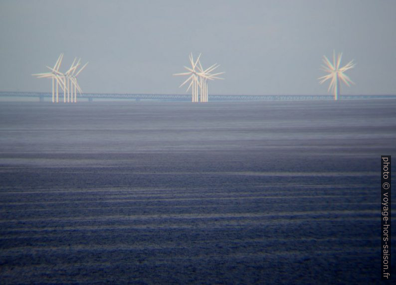 Parc éolien de Lillgrund aux éoliennes alignées. Photo © Nicolas Medwedeff