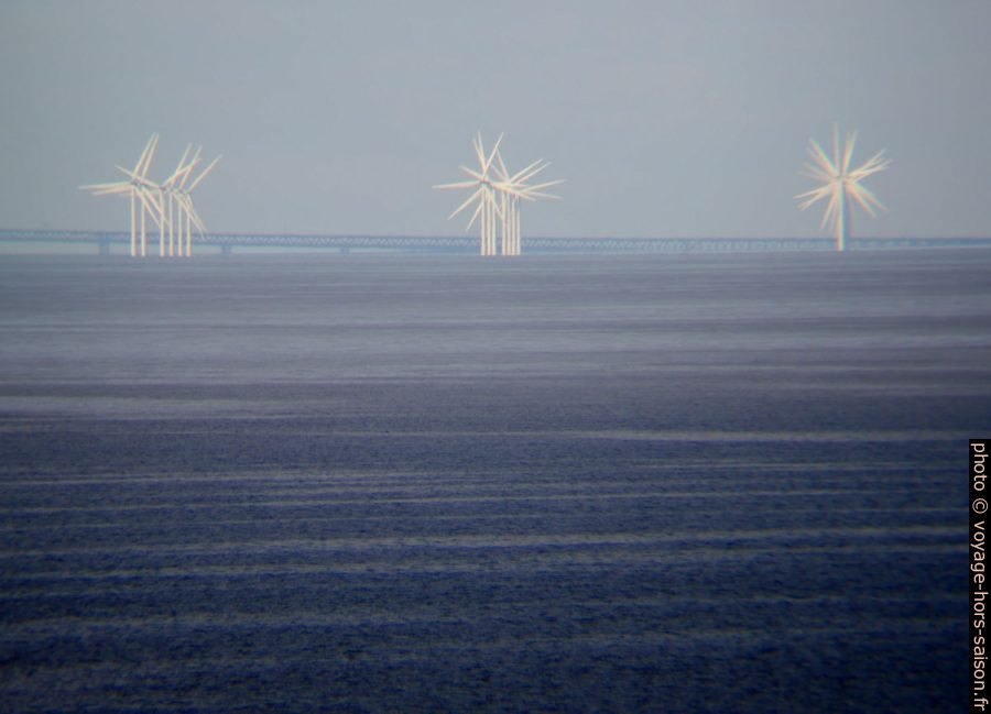 Parc éolien de Lillgrund aux éoliennes alignées. Photo © Nicolas Medwedeff