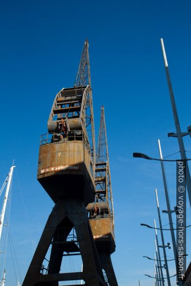 Anciennes grues de port à Gênes. Photo © Alex Medwedeff