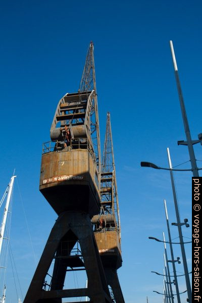 Anciennes grues de port à Gênes. Photo © Alex Medwedeff