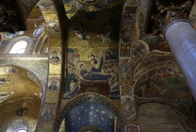 Dormition de la Vierge en mosaïque dans l'église de la Martorana. Photo © André M. Winter