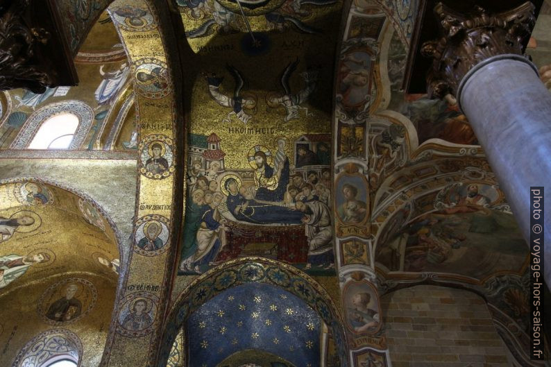 Dormition de la Vierge en mosaïque dans l'église de la Martorana. Photo © André M. Winter