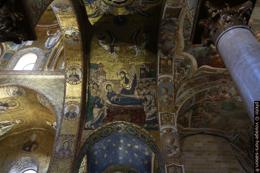 Dormition de la Vierge en mosaïque dans l'église de la Martorana. Photo © André M. Winter