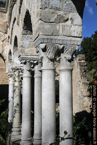 Colonnes couplées avec chapiteaux aux feuilles d'acanthe du cloître de St.-Jean des Ermites. Photo © Alex Medwedeff