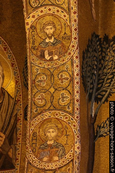 Portion d'arc avec médaillons de saints dans la Chapelle Palatine. Photo © André M. Winter