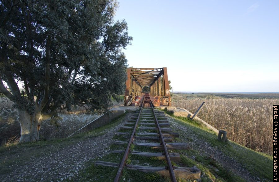 Pont en fer de l'ancienne ligne Castelvetrano - Porto Empedocle sur le Fiume Belìce. Photo © André M. Winter