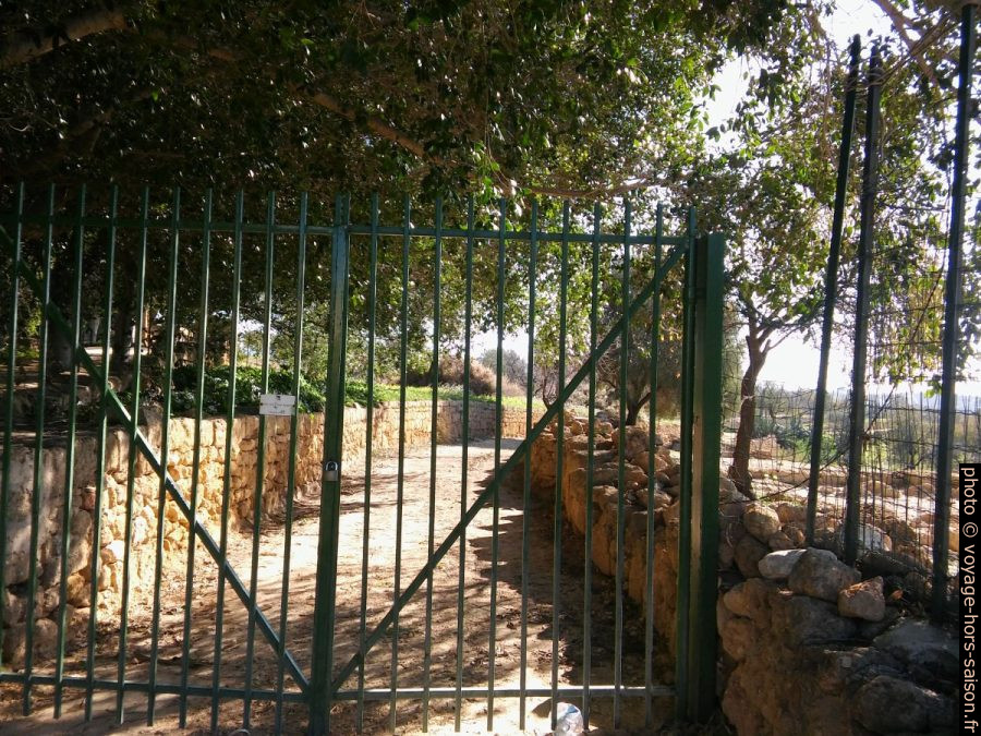 Grillage sur le chemin piétonnier entre les temples et le musée d'Agrigente. Photo © André M. Winter