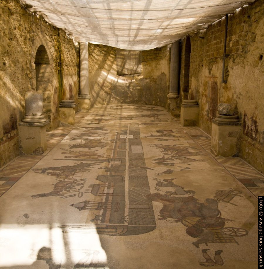 Le Circus Maximus représente sur une mosaïque de la palestre de la Villa du Casale. Photo © André M. Winter