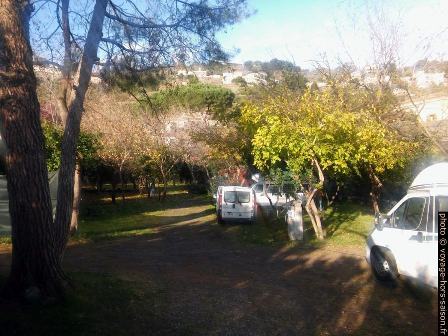 Notre trafic au camping la Timpa sous les agrumiers. Photo © André M. Winter