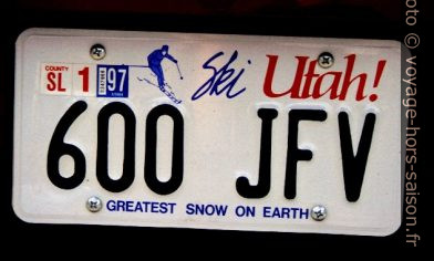 Plaque d'immatriculation de l'Utah. Photo © André M. Winter