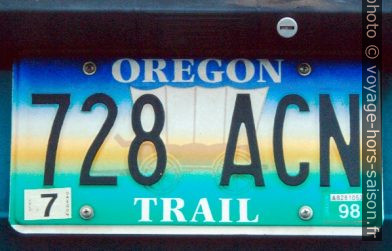 Plaque de l'Oregon avec roulotte. Photo © André M. Winter