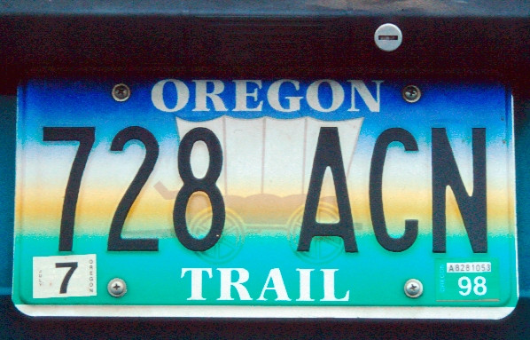 Plaque de l'Oregon avec roulotte. Photo © André M. Winter