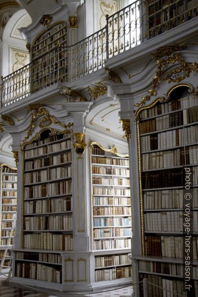 Étagères à livres de la bibliothèque baroque d'Admont. Photo © Alex Medwedeff